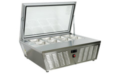 32″ W 1.3 cu. ft. Countertop Sandwich Prep Table with 8 Pans, Stainless Steel