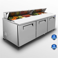 72″ Commercial Prep Table Refrigerator 3 Door 21 Cu.ft Stainless Steel Mega Top